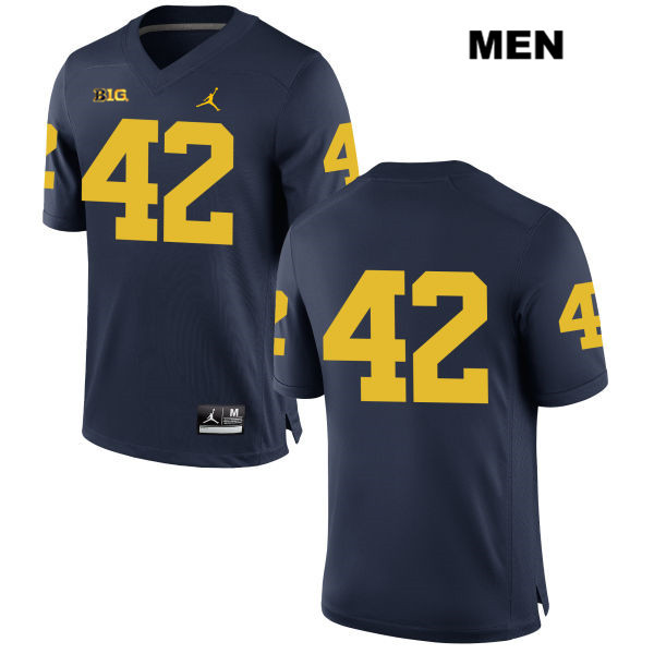 Men's NCAA Michigan Wolverines Ben Mason #42 No Name Navy Jordan Brand Authentic Stitched Football College Jersey VM25V56VV